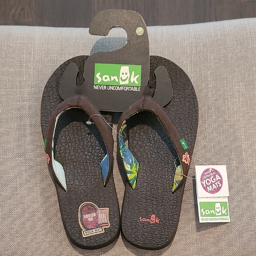 Sanuk Brown Thong Sandals - Picture 2 of 14